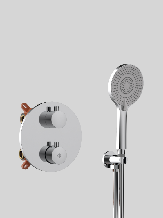 Zestaw prysznicowy termostatyczny podtynkowy z deszczownicą Chrom