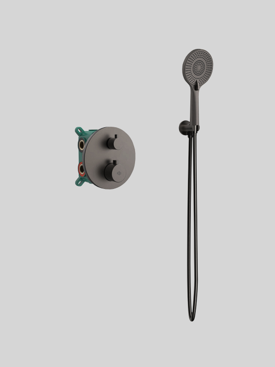 Bateria prysznicowa termostatyczna podtynkowa Gunmetal2