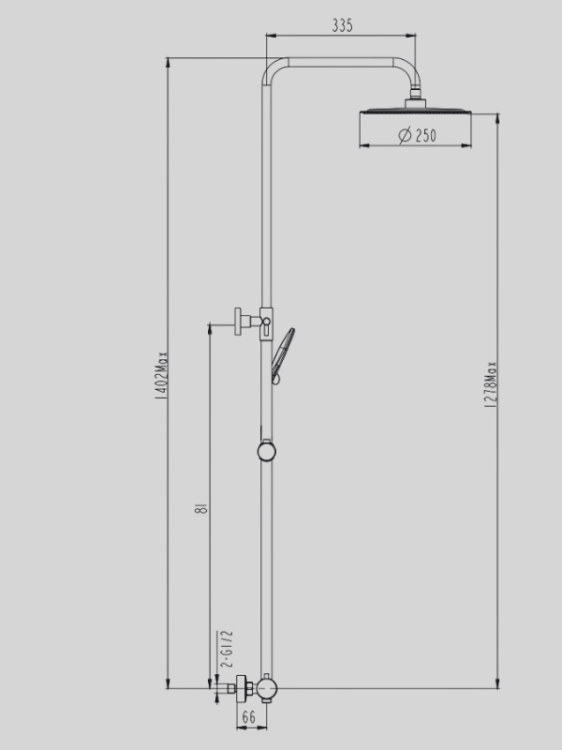 3080_RHIO kolumna prysznicowa WYMIAR