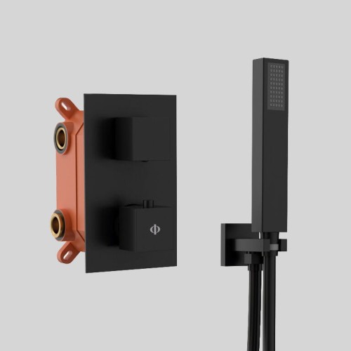 ORION zestaw prysznicowy termostatyczny podtynkowy z deszczownicą Black