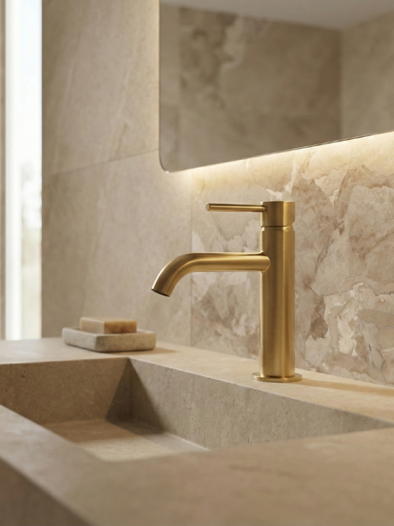 SIRIO bateria umywalkowa niska Gold PVD