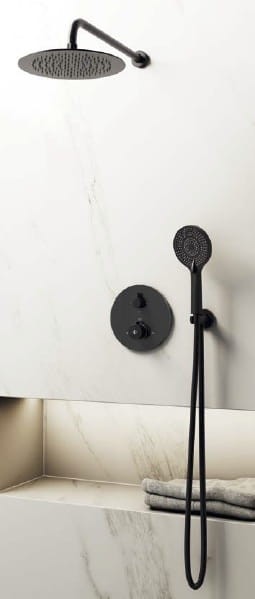 Zestaw prysznicowy termostatyczny podtynkowy z deszczownicą Black