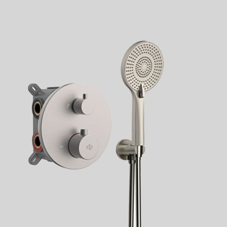 Zestaw prysznicowy termostatyczny podtynkowy z deszczownicą Nickel PVD