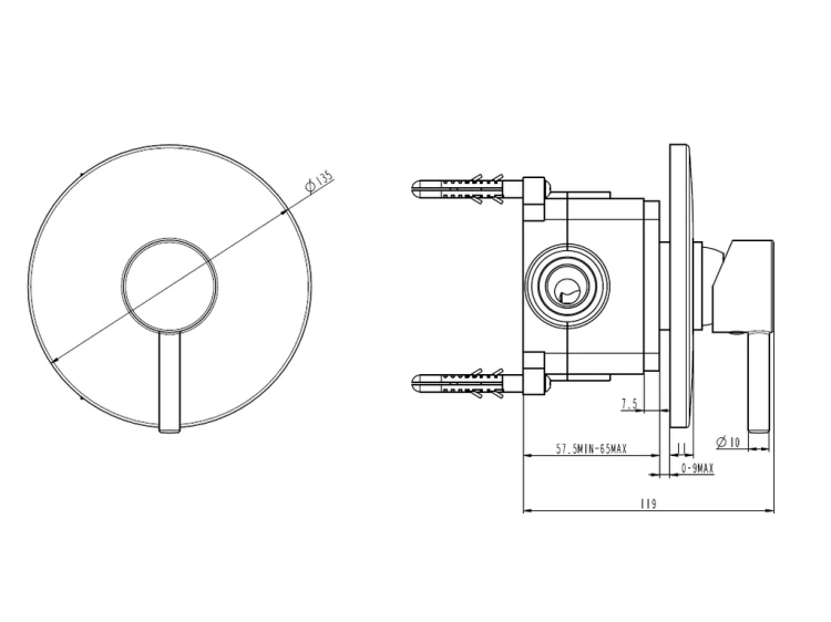 SIRIO bateria podtynkowa Nickel PVD