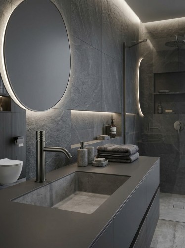 HELIOS bateria umywalkowa niska Gunmetal
