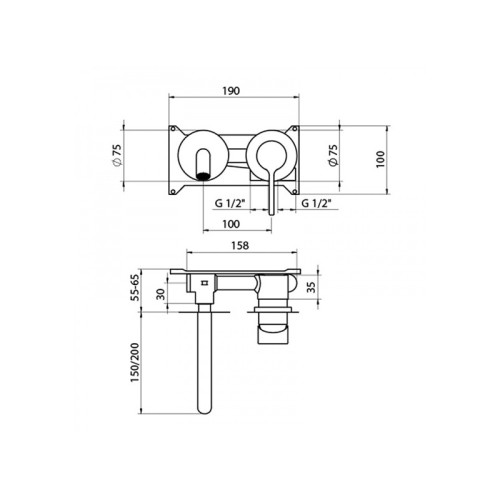 Bateria umywalkowa podtynkowa Chrom (150mm) – Time – 47535470